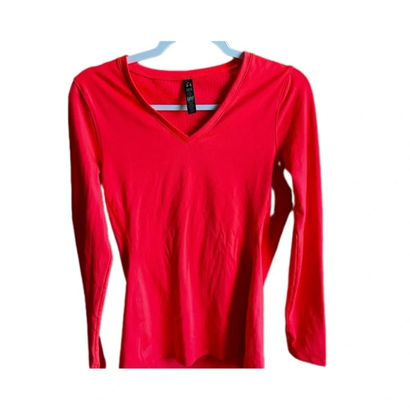 Under Armour Cold Gear Large Neon Pink Long‎ Sleeve V Neck Shirt​ - Picture 2 of 6